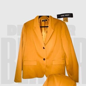 Nine West Women's Vibrant Mustard Yellow Blazer